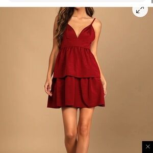 Wine Red Satin Sleeveless Mini Dress
